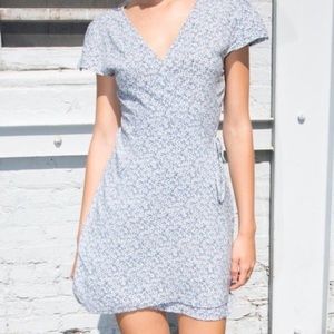 Brandy Melville light blue floral wrap dress!